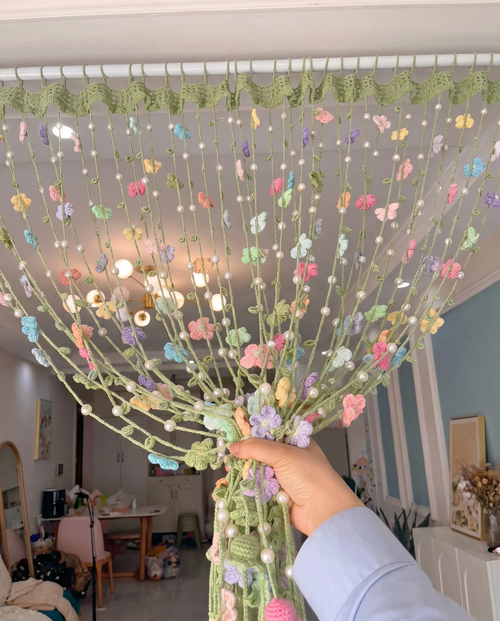 Handmade Crochet Flower Doorway Curtains